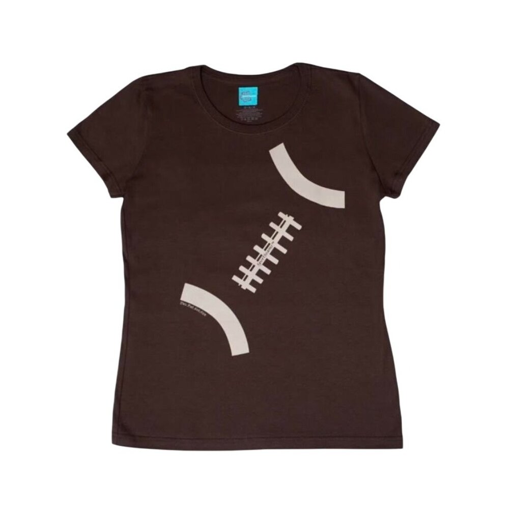 SportSeams Womens Soft Brown Football Graphic T-Shirt Round Neck Super Bowl